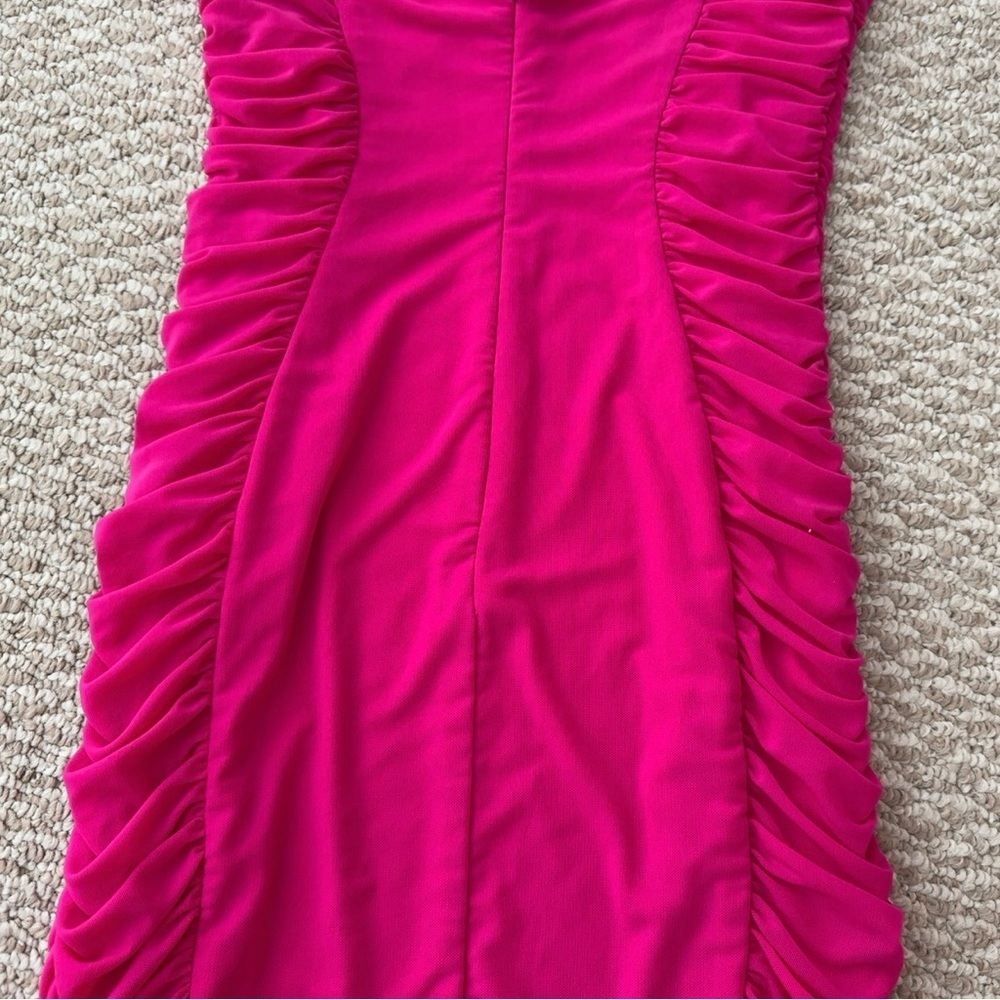American Threads Hot Pink Ruched Mini Dress - Picture 8 of 10